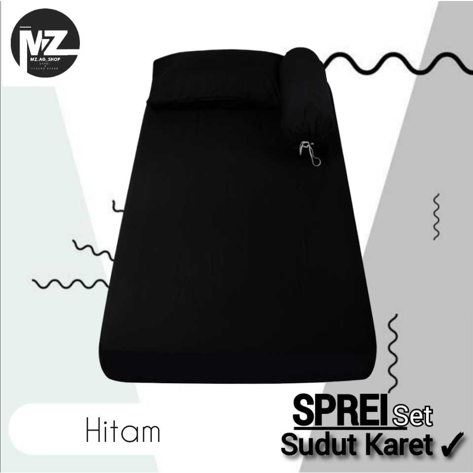 Sprei Polos Hitam / Black Bahan Katun Microtex Sprei Single Bed 90x190x15 & 90x190x20
