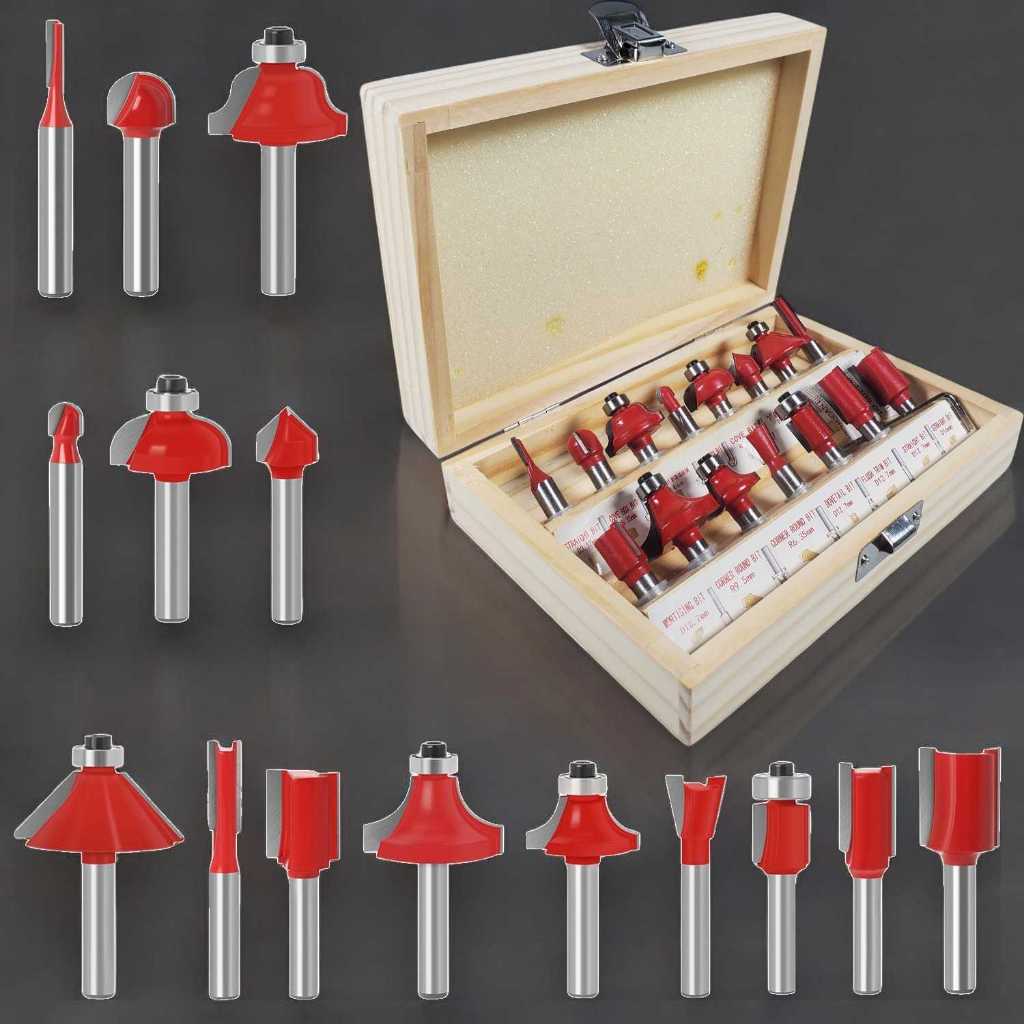 Paket 15 PCS Set Mata Bor Router Tungsten Carbide Woodworking 8mm 15 Jenis Bit Untuk Pekerjaan Kayu
