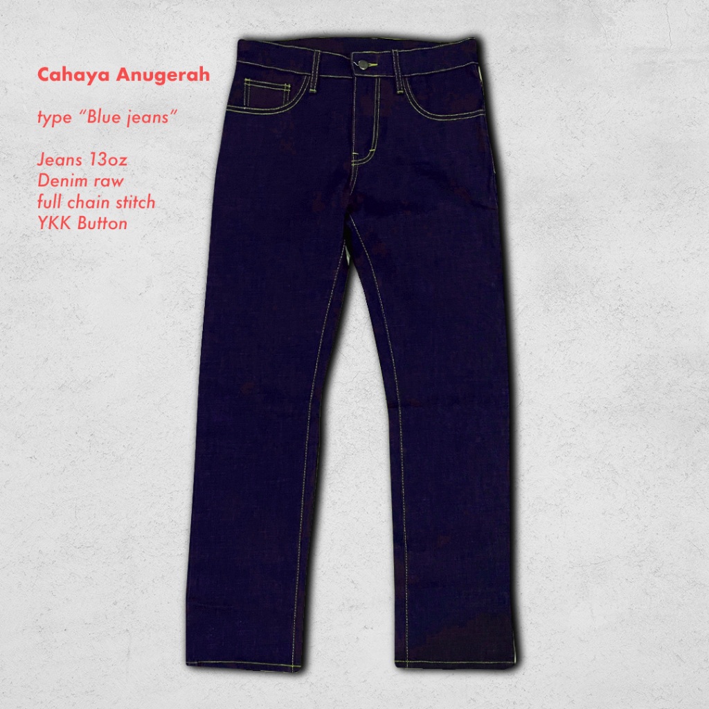 Celana Jeans Indigo Slim reguler (standart) atau Jeans Slimfit tinggal pasang label kulit belakang |