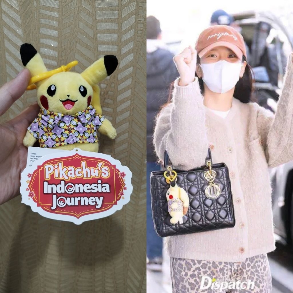 READY ORIGINAL Pokemon Center Pikachu Batik Jisoo BlackPink Indonesia Exclusive Purple Ungu Keychain