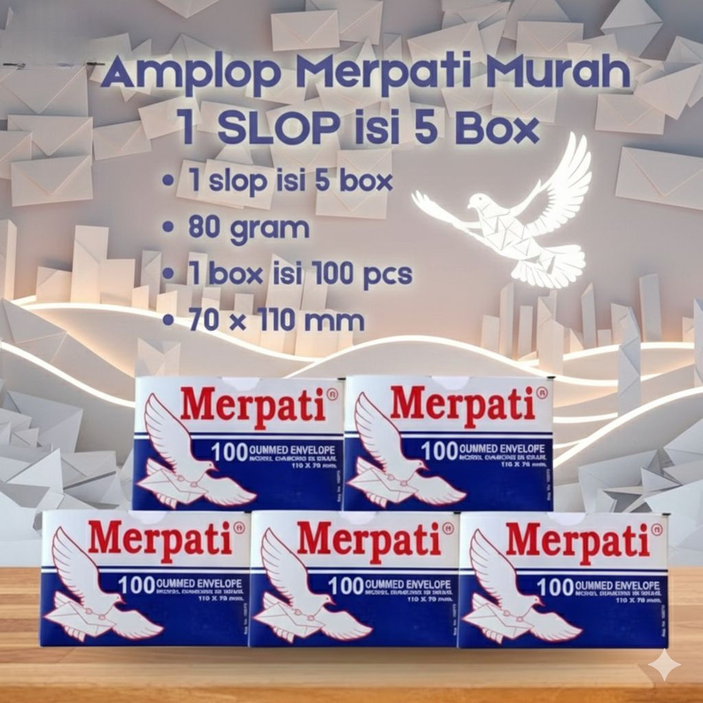 Amplop merpati kecil putih polos 1 slop 5 box (1 box=100pcs) amplop merpati 1 slop 5 box 70 x 110 mm