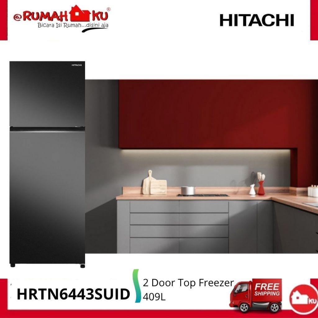 HITACHI KULKAS HRTN6443SUID Kulkas 2 Pintu Top Freezer 210 Liter MIDNIGHT SHINE