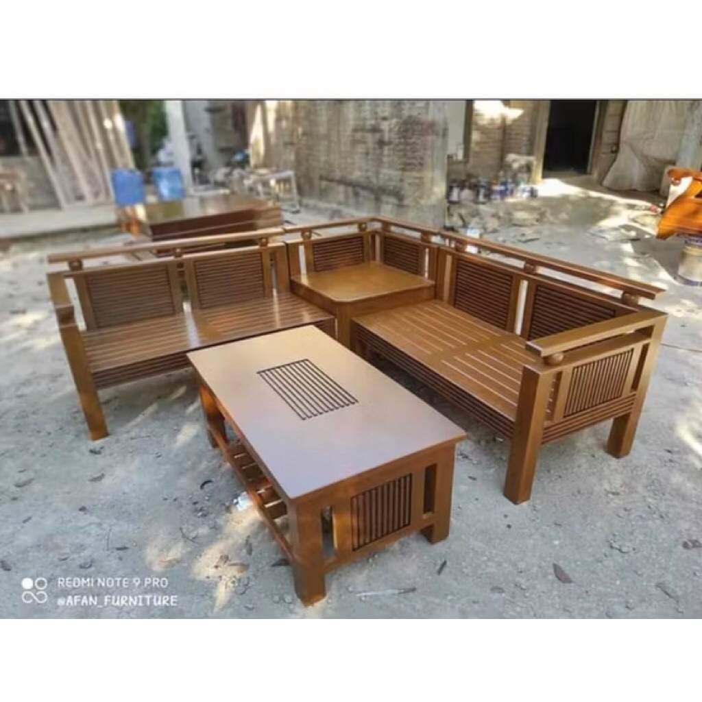 TERMURAH Kursi Tamu Sudut Salur/Kursi Ruang Tamu Kayu Jati minimalis (dikirim langsung dari Jepara)