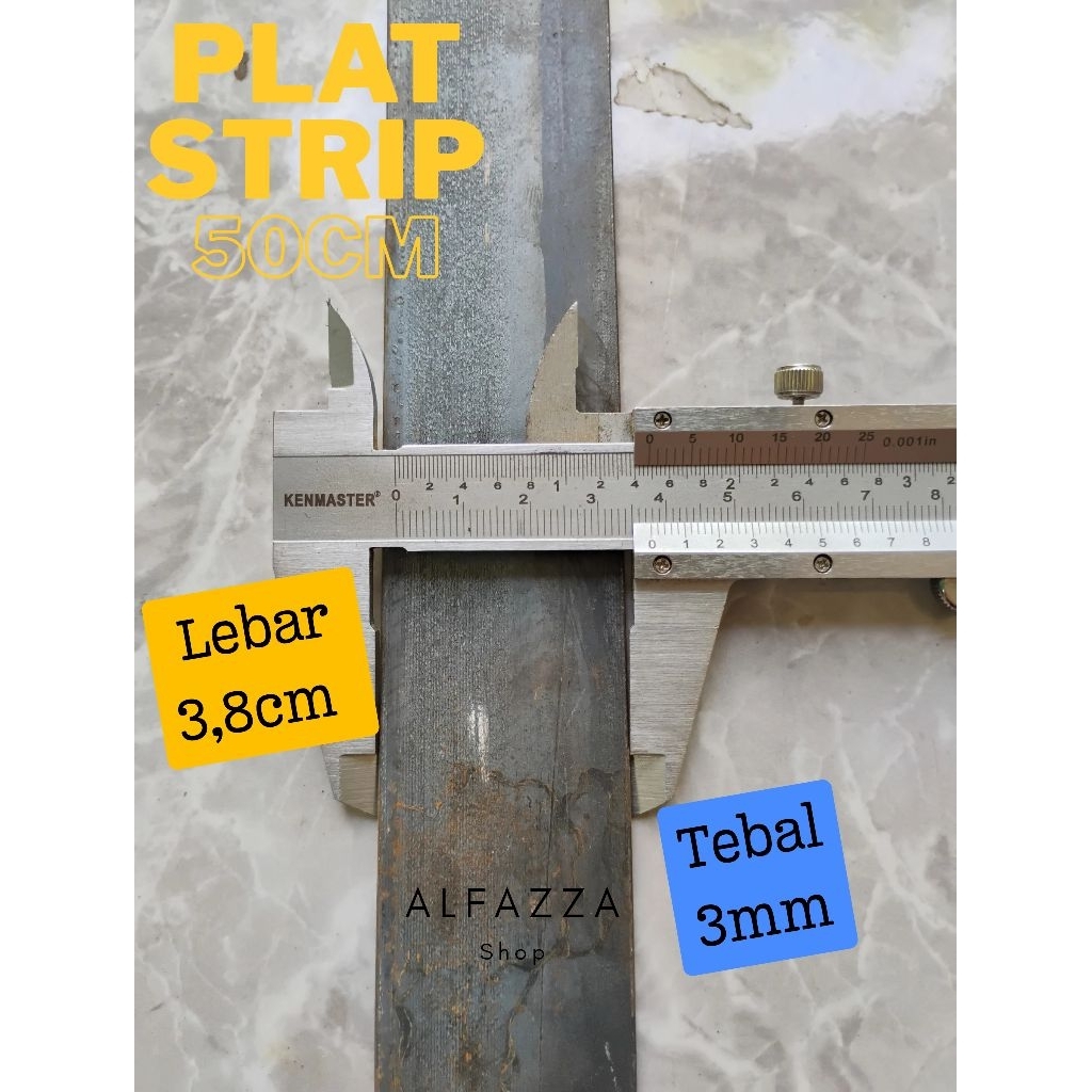 Besi Plat Strip Lebar 3,8mm Tebal 3mm Potongan 50cm
