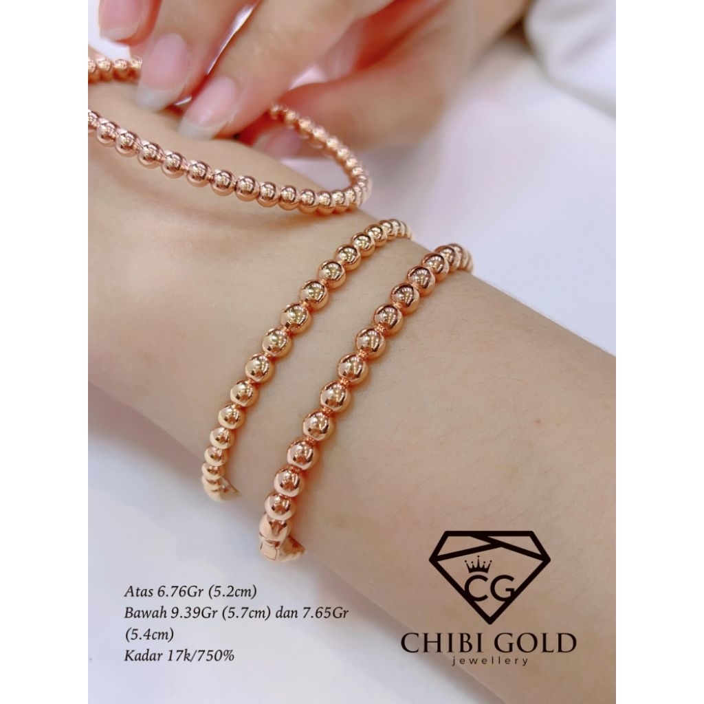 CHIBIGOLD -  gelang bangle Boba emas 750% kadar 17k - chibigold