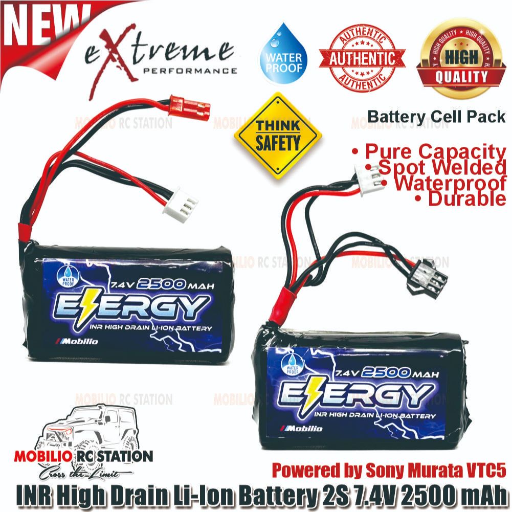 Baterai INR Li Ion 7.4 Volt 2500 mAh High Drain RC Mini Battery