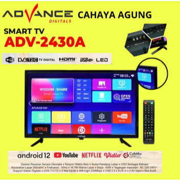 TV led 24 Inch smart android ADV-2430A Android TV / Televisi Advance