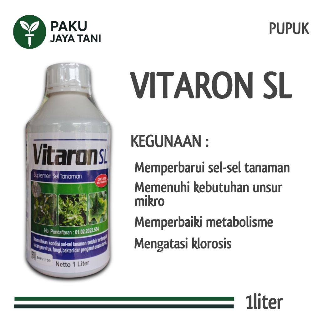VITARON SL - 1liter | PUPUK DENGAN UNSUR MIKRO LENGKAP | PUPUK PENGHIJAU DAUN | PUPUK PENYUBUR DAUN 