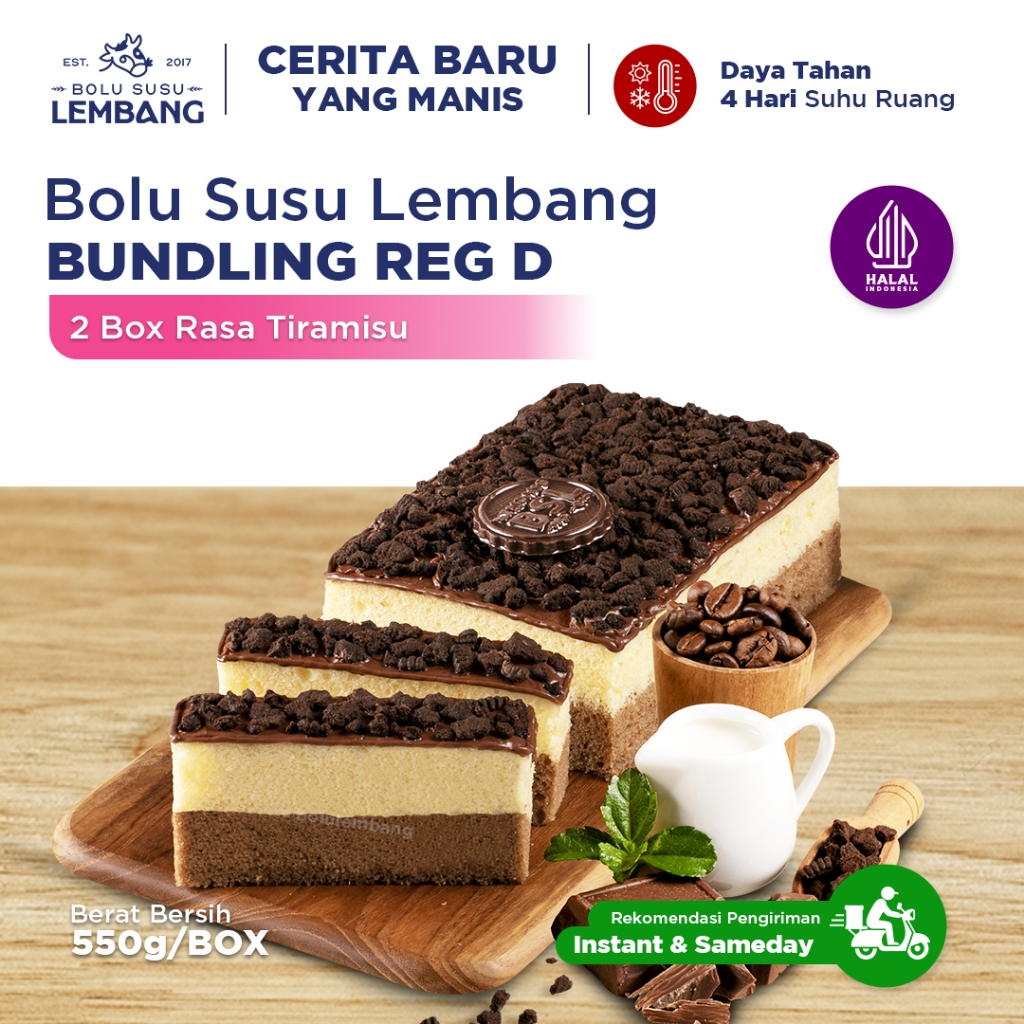 BUNDLING REG D (BOLU SUSU LEMBANG TIRAMISU + TIRAMISU ) Oleh-oleh Khas Bandung