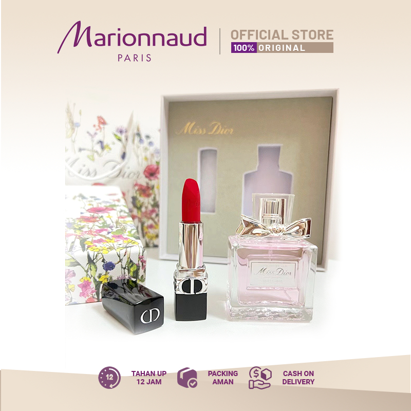 [100% Original]Dior Parfum Gift Set original |Miss Dior EDT 50ml +Dior lipstik Velvet #720 3.5gr Mis