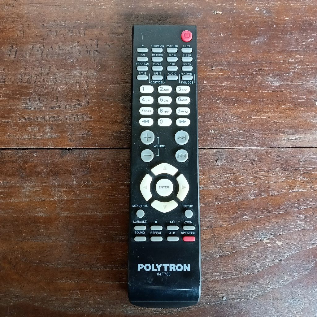 Remote home theater Polytron 84F706 untuk PHT500SR PHT922L PHT925L PHT821L PHT723L bekas fungsi norm
