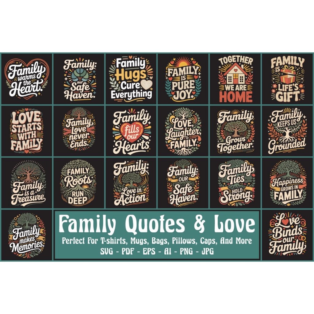 Paket Desain Kaos Kutipan Keluarga & Cinta