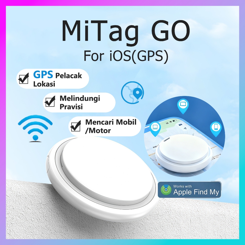 MiTag Smart Tag GPS Tracker – Pelacak Lokasi Anti-Hilang, Tahan Air, untuk Kunci/Tas/HP (Garansi 1 T