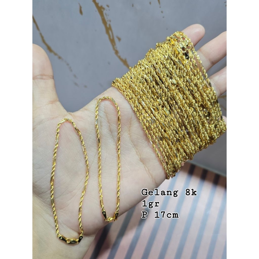 Gelang rantai tambang ukir emas