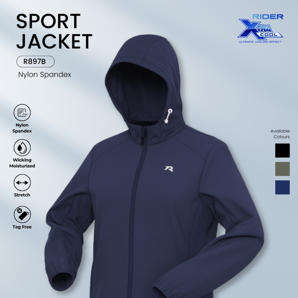 Rider Xtracool Sport Jacket - Jaket Olahraga Unisex R897B Nylon Spandex isi 1 Pcs