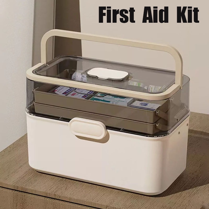 Kotak penyimpanan obat dua lapis, kotak obat, kotak obat, kotak penyimpanan obat kecantikan