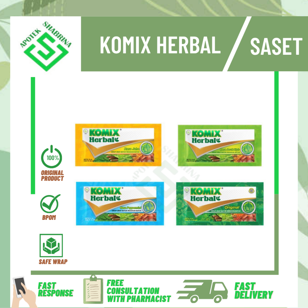 KOMIX HERBAL PEPPERMINT 1 SACHET / BATUK PILEK BATUK BERDAHAK