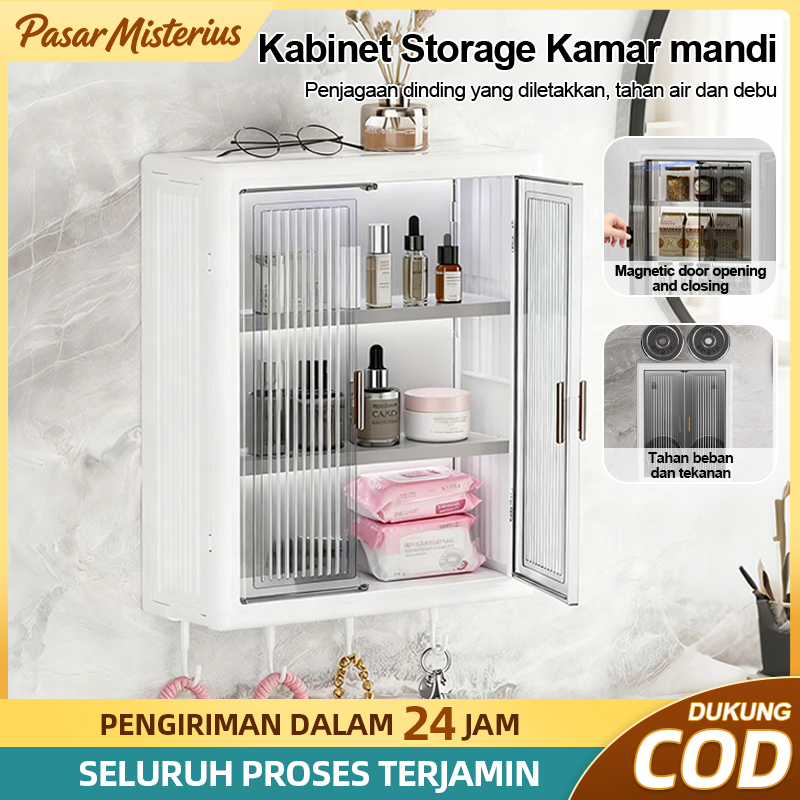 Pasar Misterius Rak Dinding, Lemari Kosmetik Kamar Mandi, Lemari Penyimpanan Dinding Multifungsi