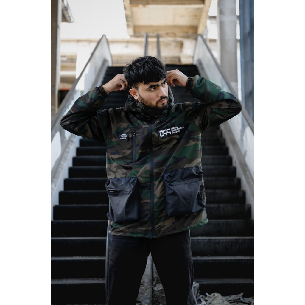 Jaket Parasut Gropecore Loreng Pria Wanita Waterproof Outdoor Original Distro Jaket Parasut Loreng