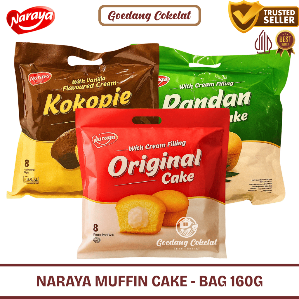 YUMMY Naraya Muffin Cake 160g Kue Bolu Mini Muffin Isi Cream Aneka Rasa Original Pandan Kokopie