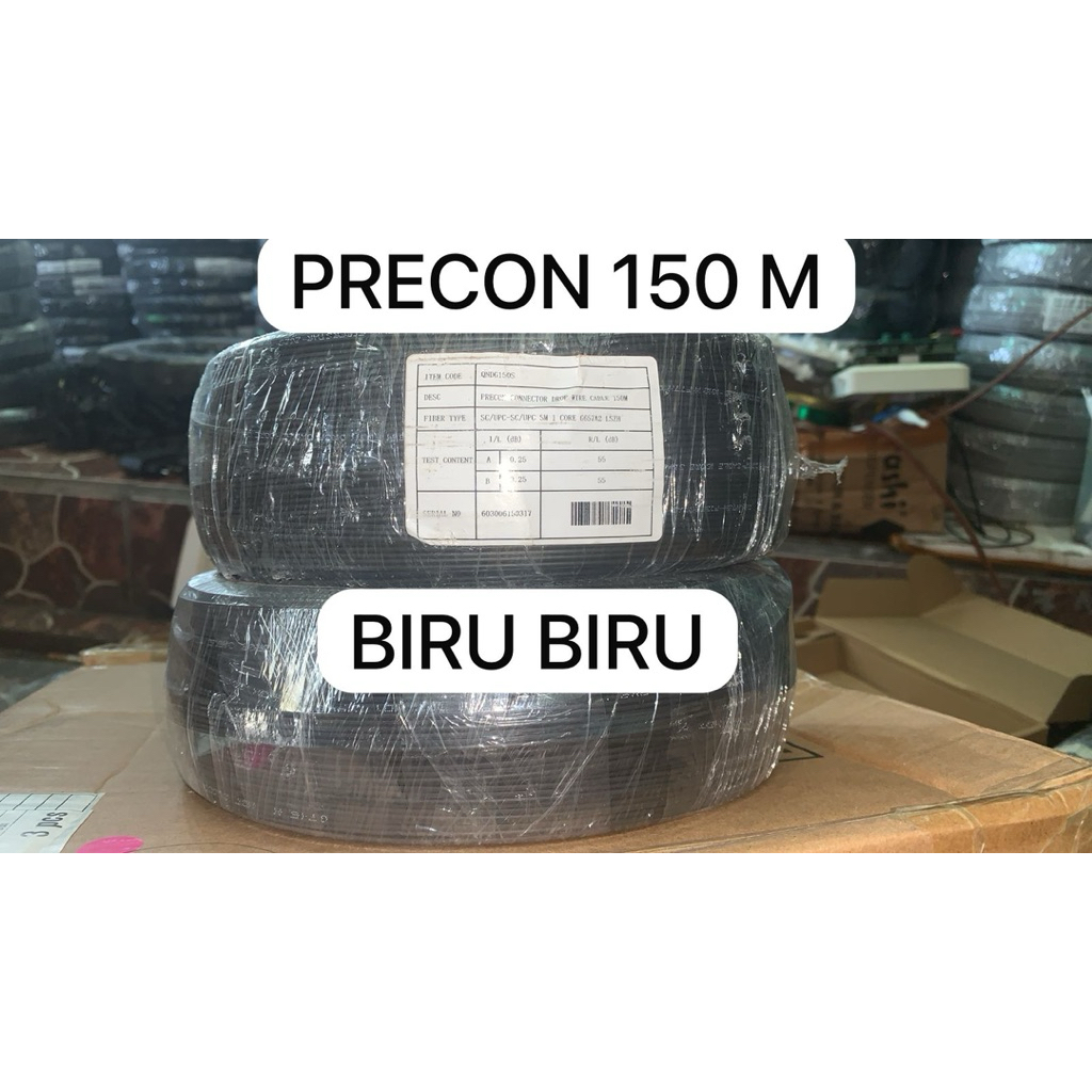 kabel fiber optik  precon 150 meter konektor biru biru
