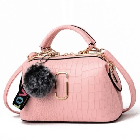 Tas Boston Bag Model Doctor Premium Import Korean Style - Tas Selempang Wanita Import Pom Pom