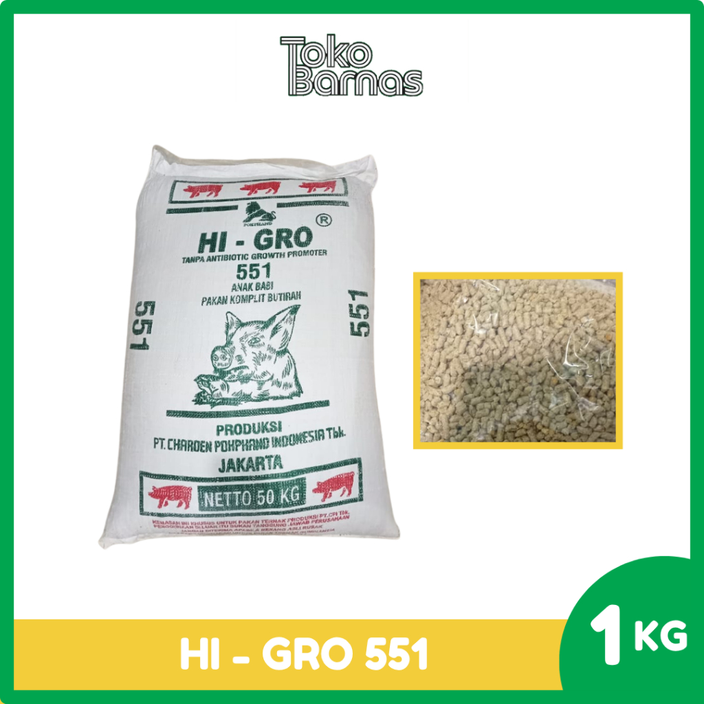 Hi - Gro 551 Anak Babi Pakan Komplit Butiran (Pur Babi) 1 Kg Repack