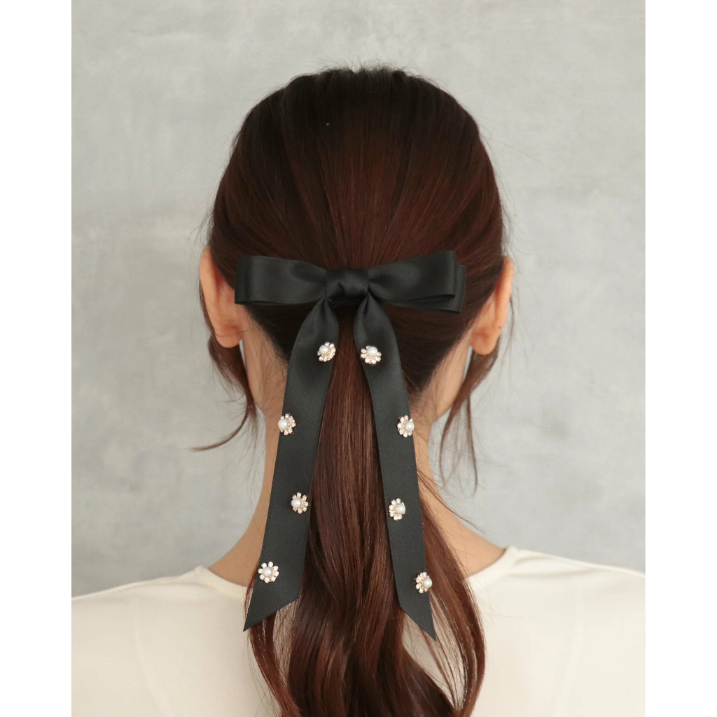 Flower Bijou Ribbon Hair Tie