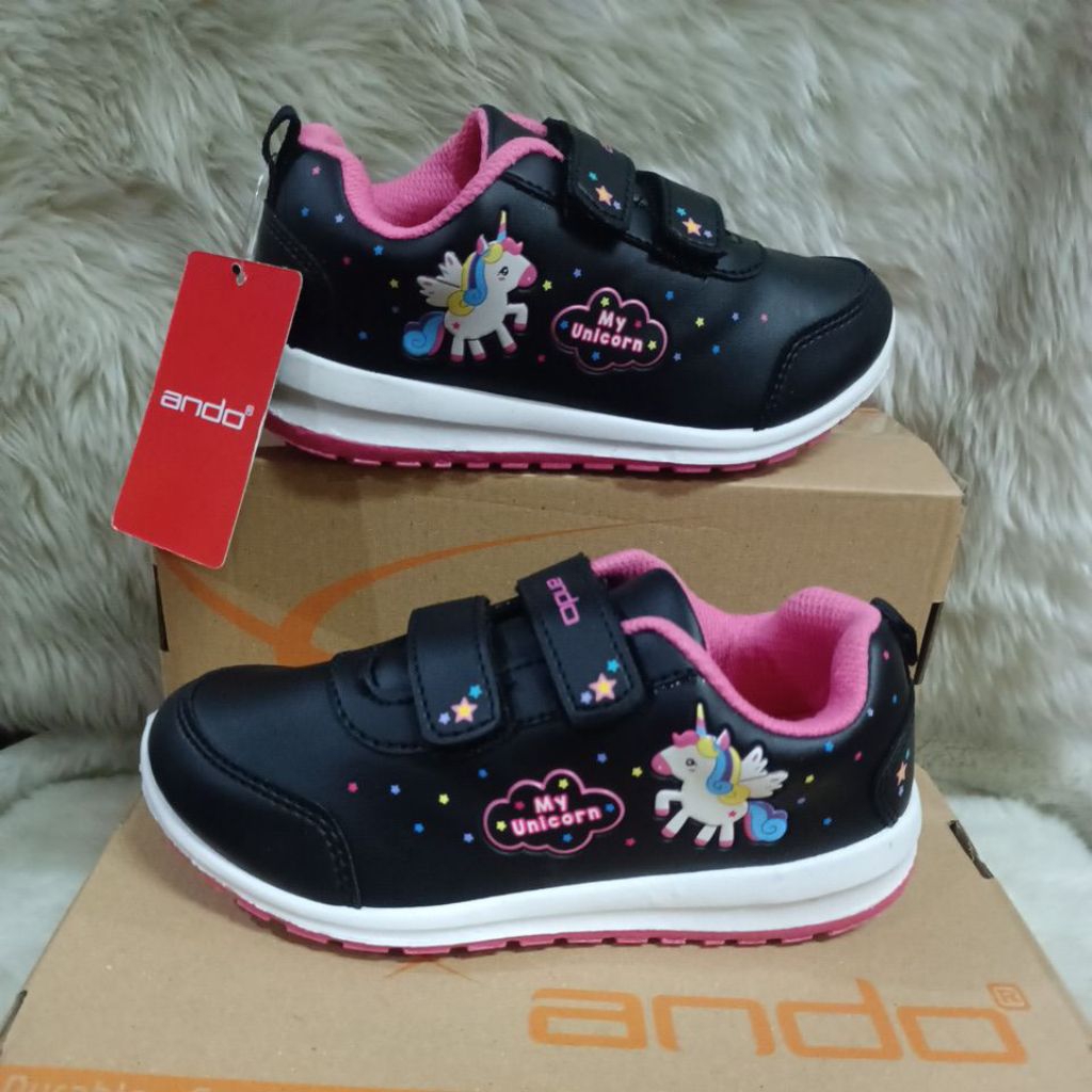 SEPATU ANDO MINICORN VECRO, SEPATU ANAK PAUD DAN TK , SEPATU CASUAL ANAK CEWEK, SIZE 25 -36