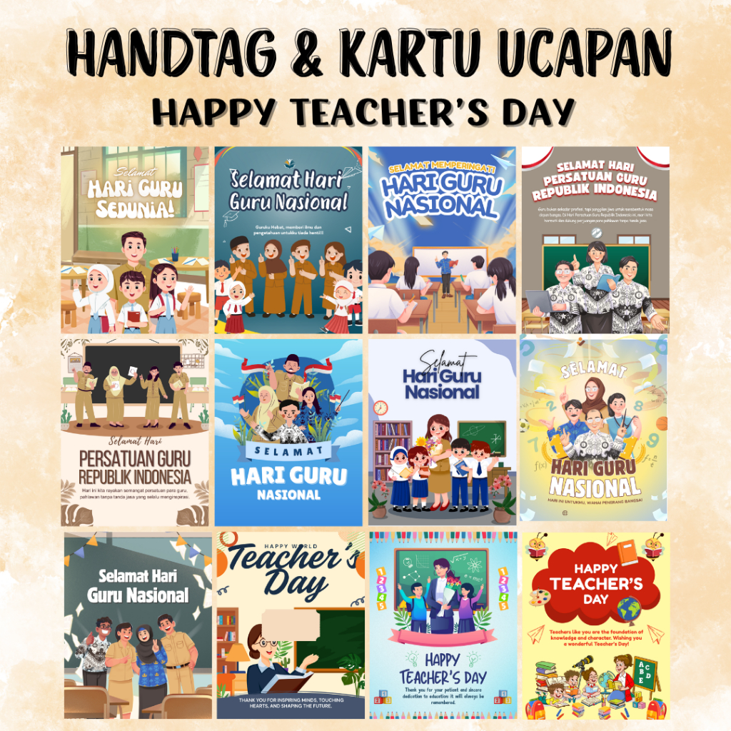 [9 PCS] HANG TAG HARI GURU KARTU UCAPAN HARI GURU HAPPY TEACHER'S DAY