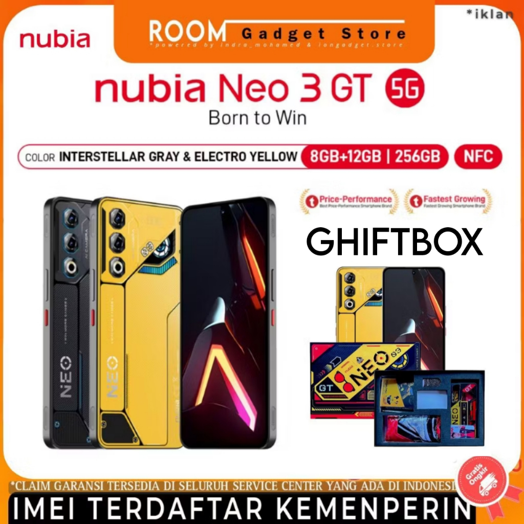 HP Gaming nubia Neo 3 GT 5G GHIFTBOX RAM 20 GB (8 +12 GB) + ROM 256 GB 6000mAH Super Fast Charging 8