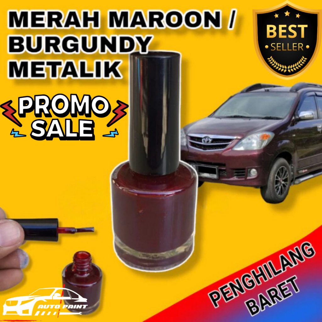 TERLARIS Cat Merah Tua Metalik Red Maroon Burgundy Pengilang Baret Lecet Mobil