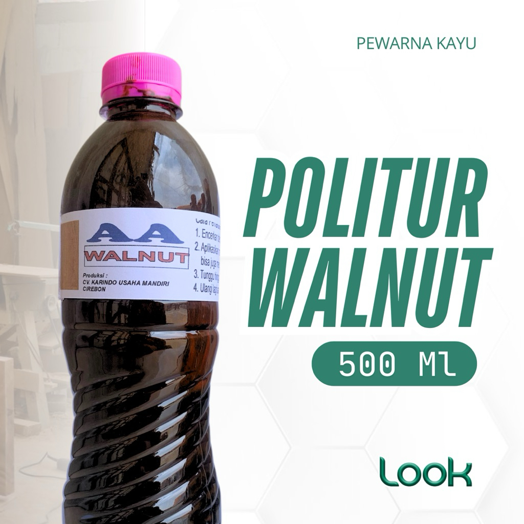 [ 500 ML ] Politur Kayu Jati Mahoni Waterbased AA WALNUT Plitur Woodstain Botol 500 ML | Pewarna Kay