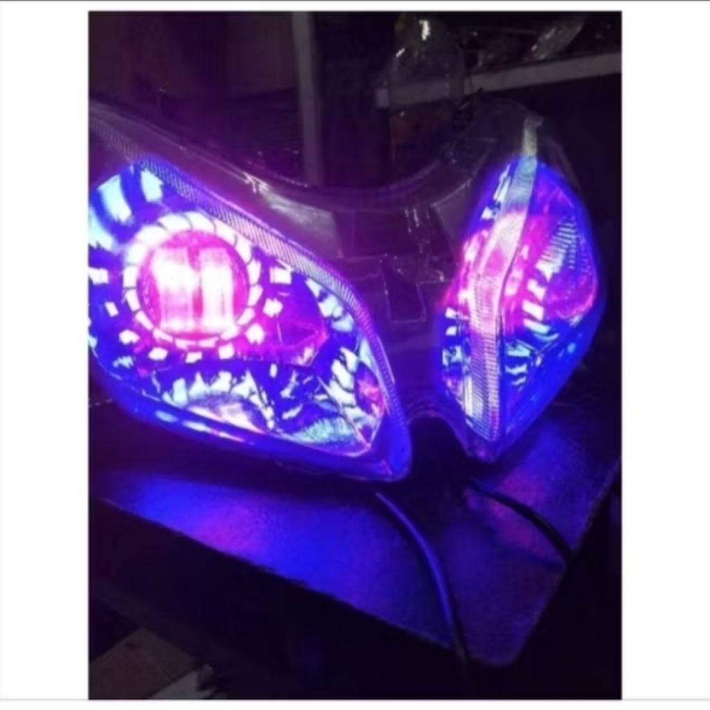 Headlamp Reflektor Lampu Depan Vario 110 Karbu CW Custom Lampu Proji 2 Mata Super Terang