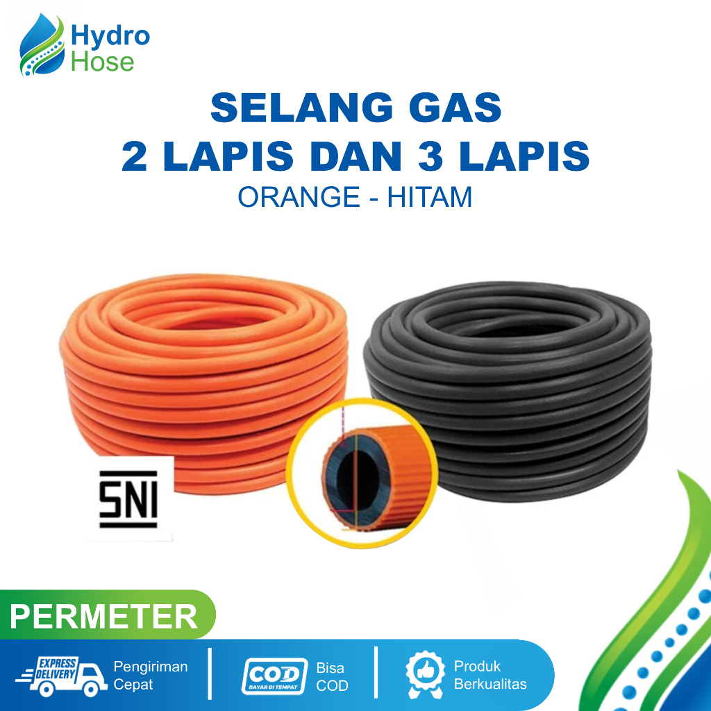 HYDROHOSE Selang Gas 2 Lapis 3 Lapis Tebal Permeter Selang Gas Anti Gigitan Tikus Selang Water Heate