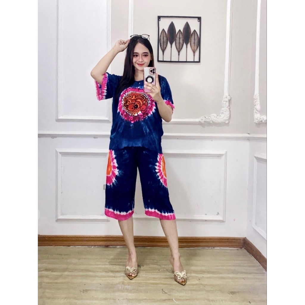 COD [1 SET] Setelan Baju Barong Bali Wanita Rayon Adem Ringan meresap keringat celana pendek 7/8 All