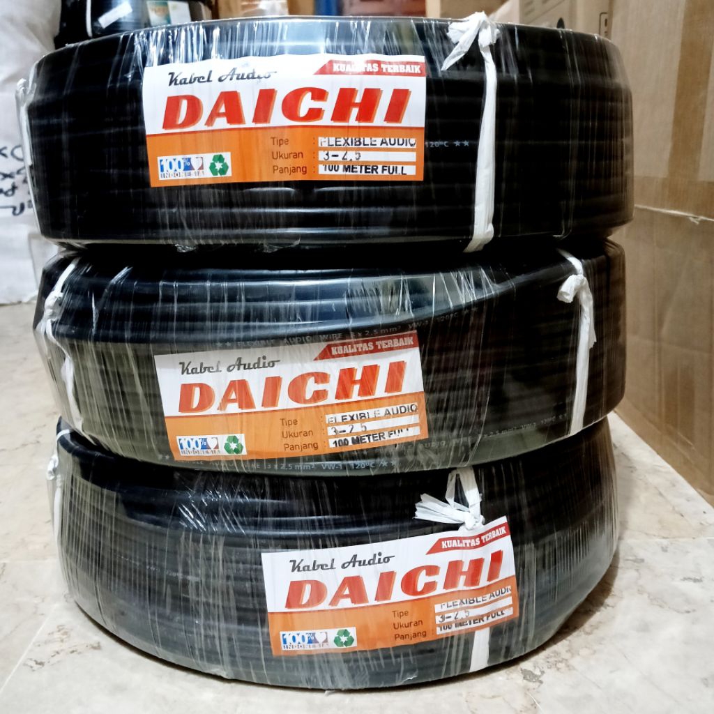 Kabel listrik/audio DAICHI 3X2,5 100METER Hitam isi 3 serabut