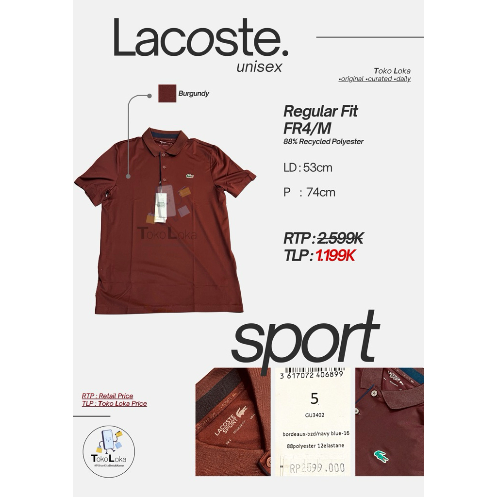 Lacoste Sport Polo Shirt Burgundy