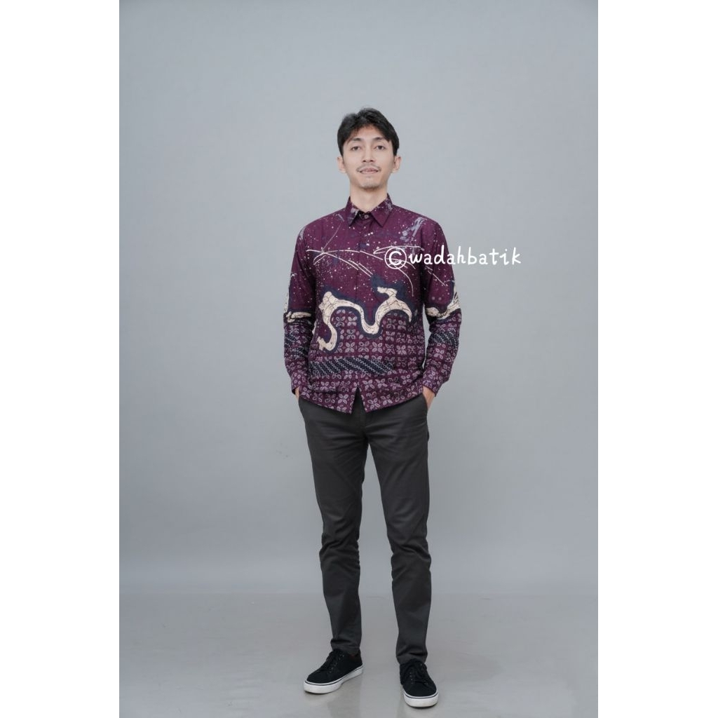 Batik Burgundy pria | batik katun premium | batik pria panjang | batik warna burgundy | batik warna 