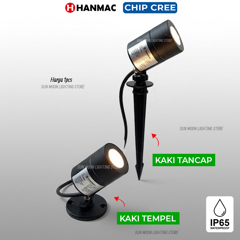 H825 Lampu taman sorot led cree 6.5w spotlight 24 derajat ip65 warm white 3000K 220v tempel plafon d