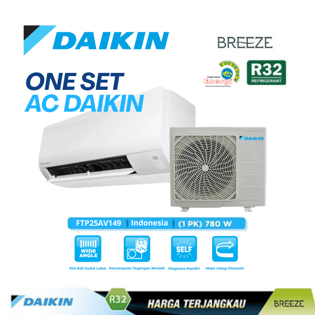 AC DAIKIN 1 PK FTP25AV149 MADE IN INDONESIA ( INDOOR+OUTDOOR )