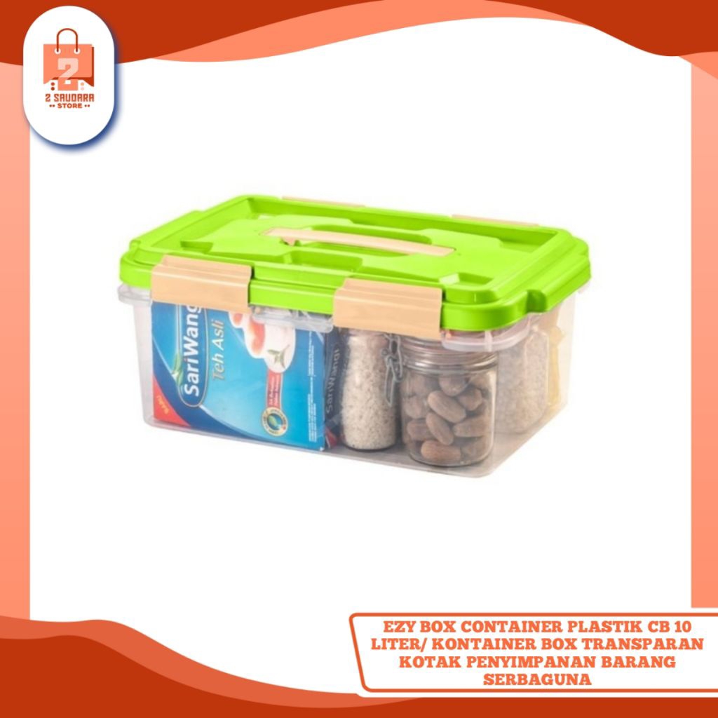 Ezy Box Container Plastik Cb 10 Liter/ Kontainer Box Transparan Kotak Penyimpanan Barang Serbaguna