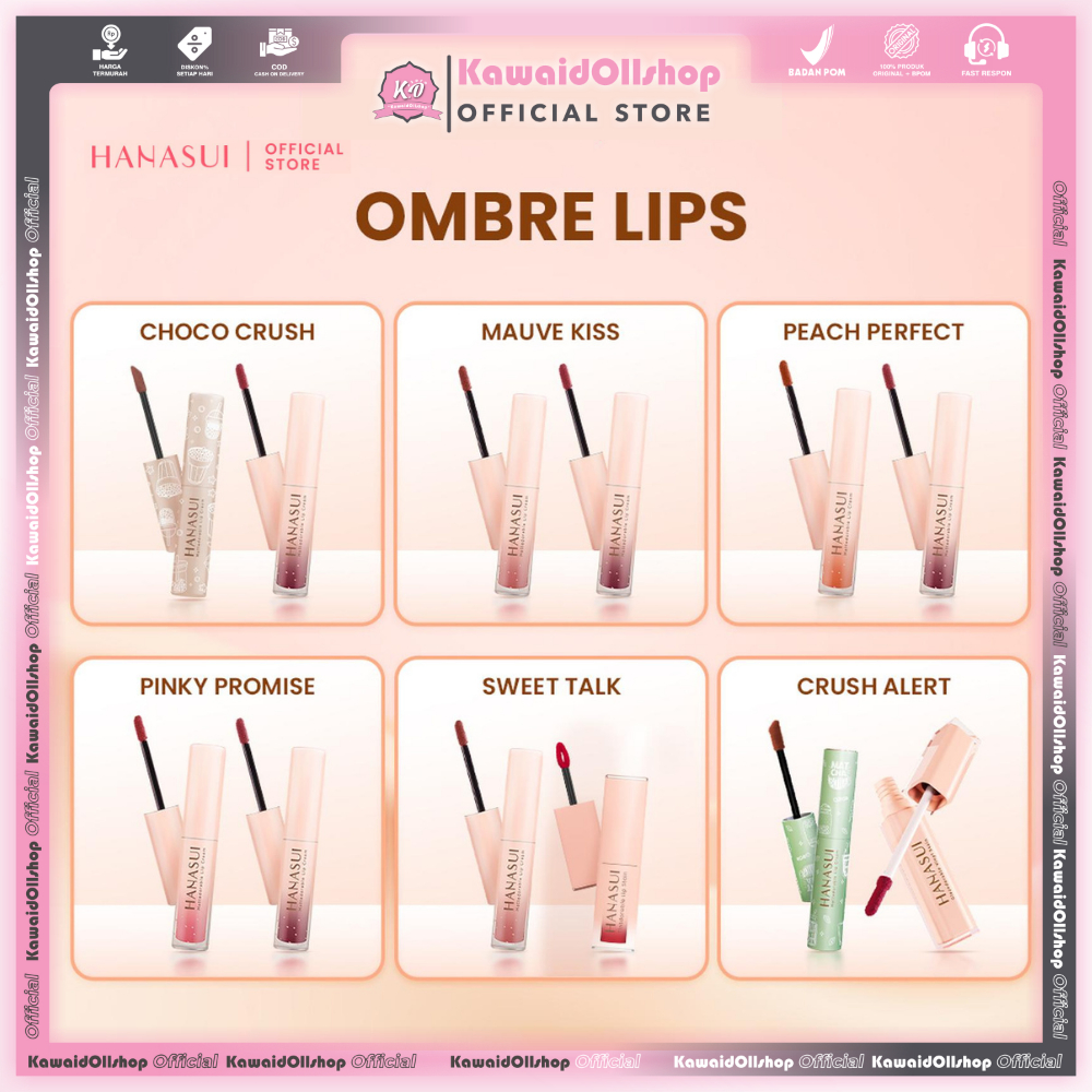 Hanasui Ombre Lips - Olive Oil Vitamin E Double Mouisturizing Velvet Matte Finish Longlasting