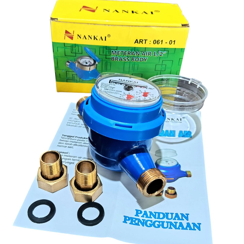 (ORIGINAL) METERAN AIR BODY BESI Meteran Air Kuningan 1/2” Nankai