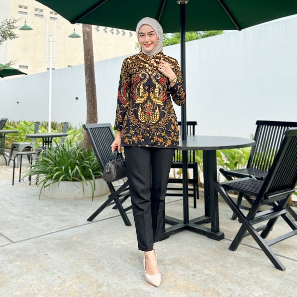 BLUS BATIK 902 WK BJ 159 ll TUNIK BATIK ll PAKAIAN BATIK WANITA ll ATASAN BATIK WANITA