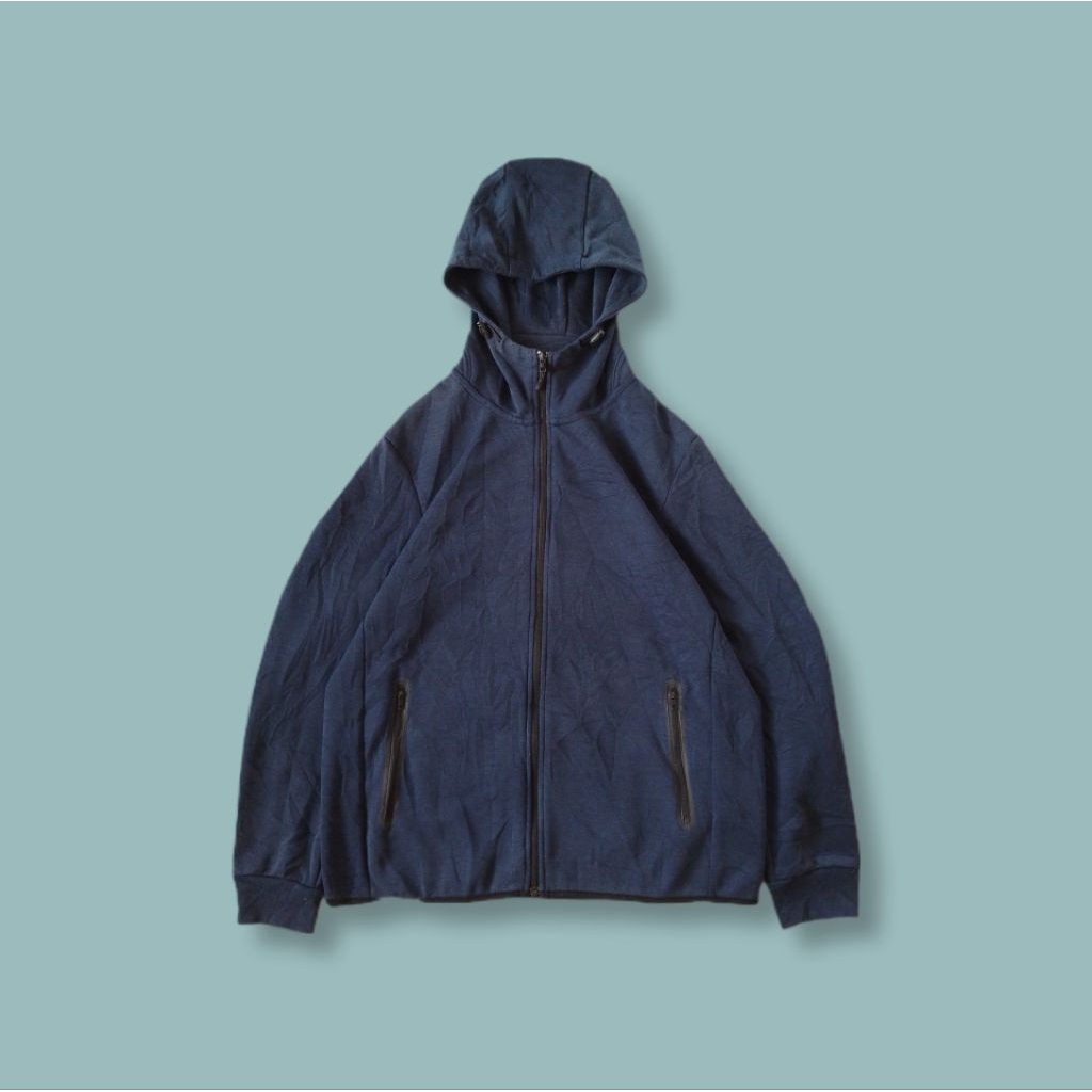 Uniquesport - Jaket Uniqlo Dry Fleece Tech Trackhoodie Fullzip Navy Second XL