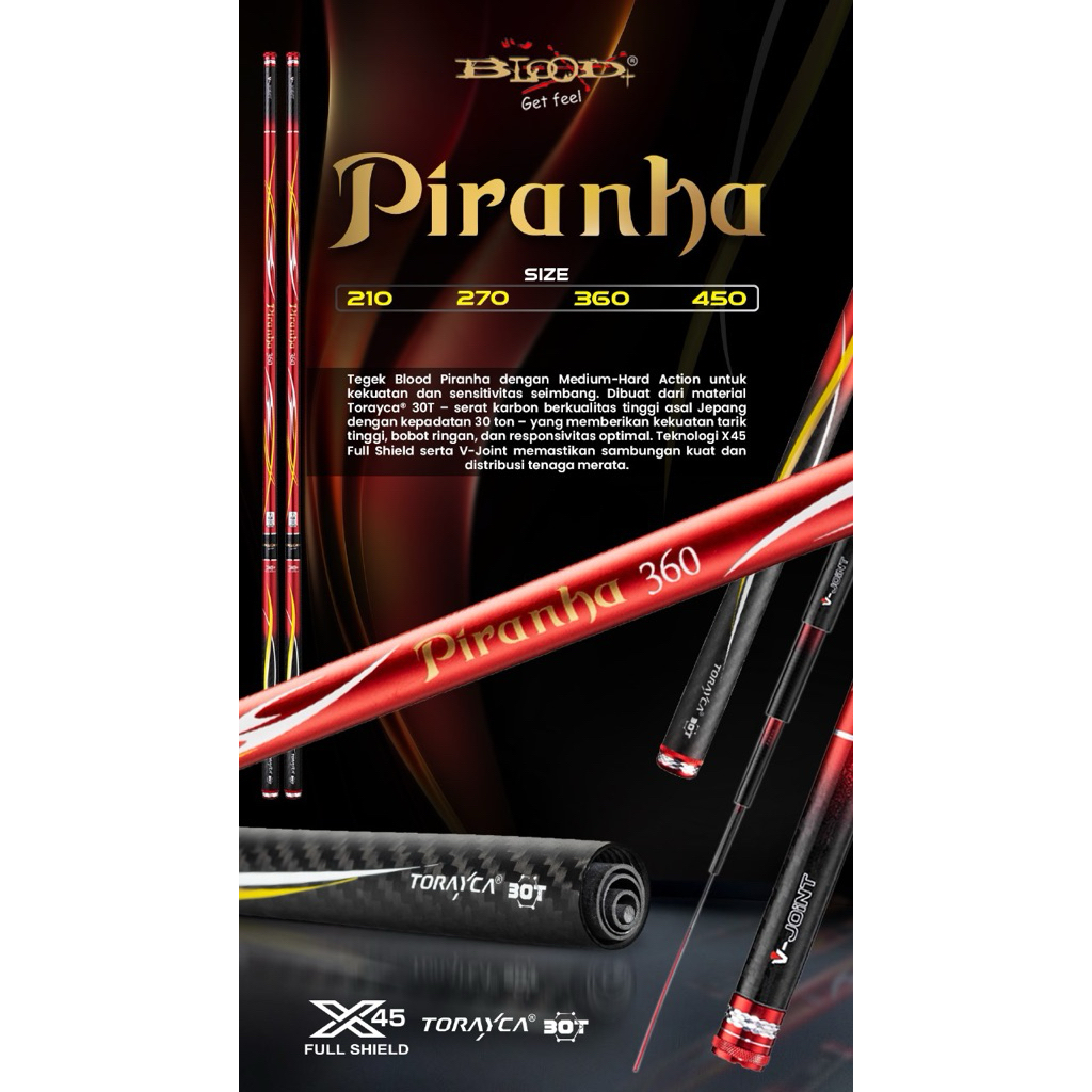 JORAN TEGEK BLOOD PIRANHA KAKU RUAS 80CM 360 450