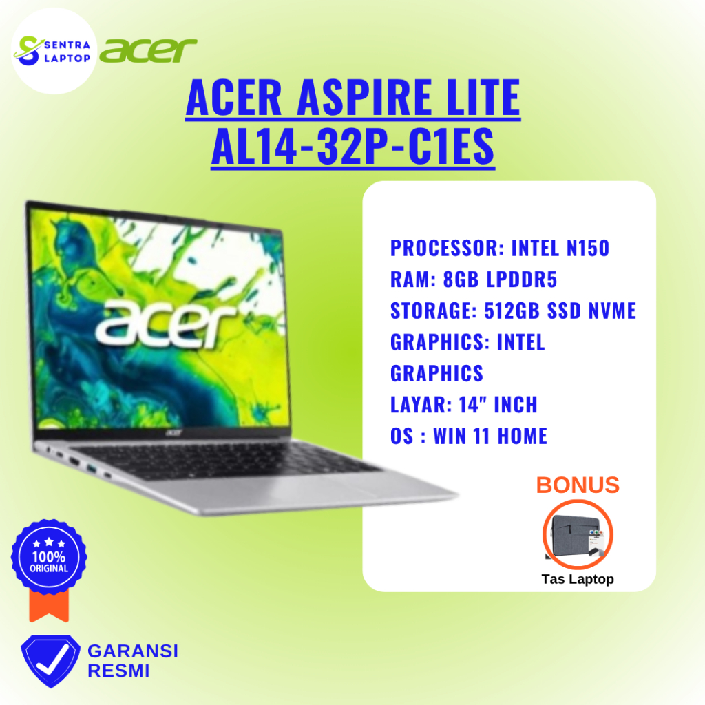 ACER ASPIRE LITE 14 AL14-32P-C1ES N150 8GB 512GB 14" WUXGA W11 OHS