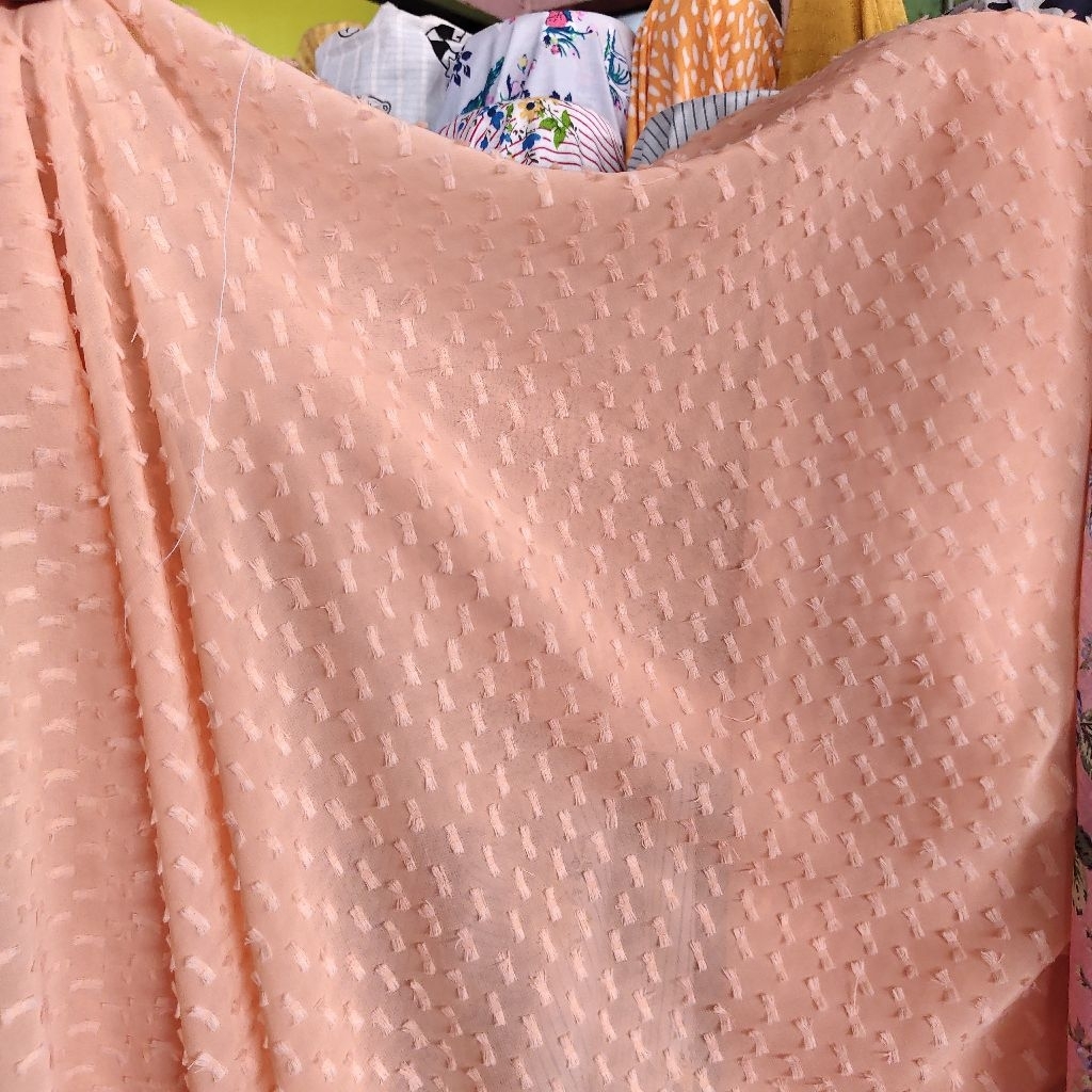 KAIN SIFON URAGIRI PREMIUM WARNA ORANGE MUDA - KAIN SIFON RUBIAH PREMIUM - KAIN SIFON HARGA/0,5M