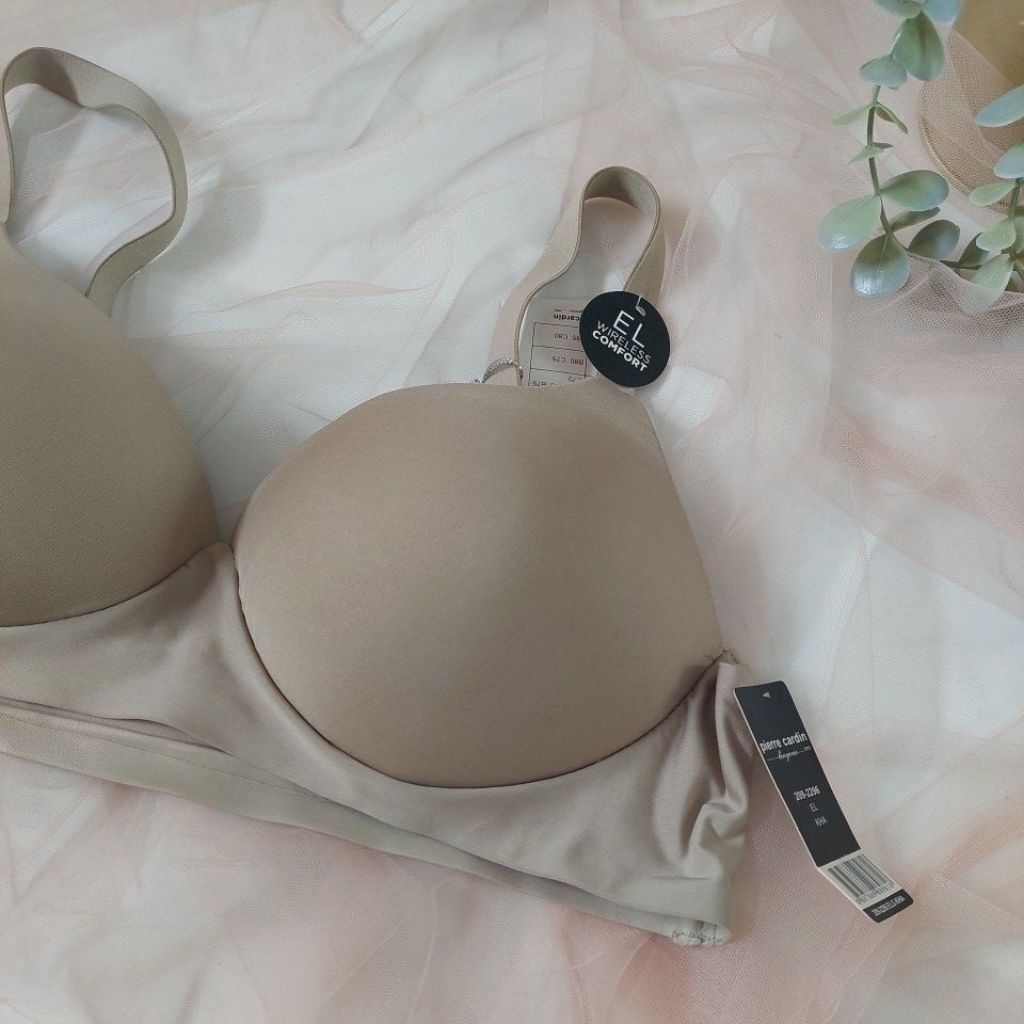 Bralette pierre cardin EL XL Fit bra 36c 38b warna khaki bahan lembut tanpa kawat